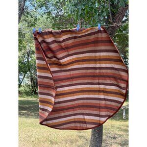 70s Fall Stripes Round Tablecloth Custom Made 62" Diameter